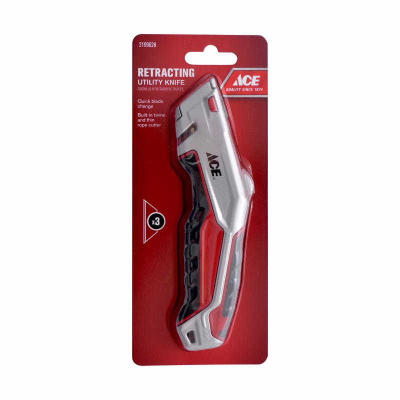 Ace 6 in. Retractable Utility Knife Black/Red 1 pk