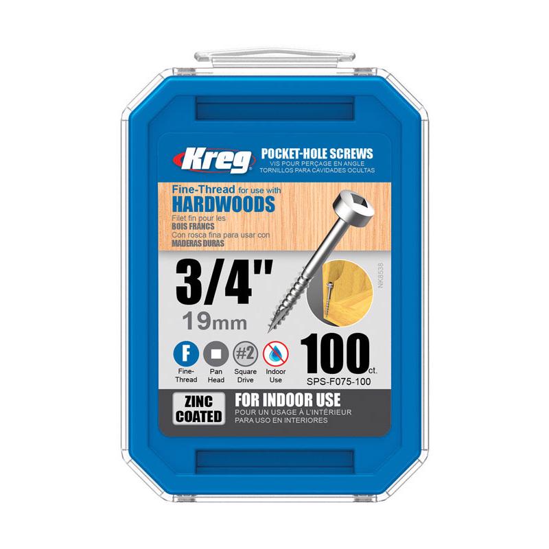 Kreg No. 6 X 3/4 in. L Square Zinc-Plated Fine Pocket-Hole Screw 100 pk