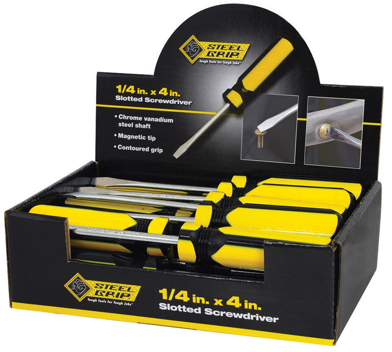Steel Grip 1/4 in. X 4 in. L Slotted Screwdriver 1 pc