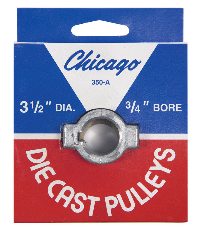 Chicago Die Cast 3-1/2 in. D X 3/4 in. D Zinc Single V-Grooved Pulley