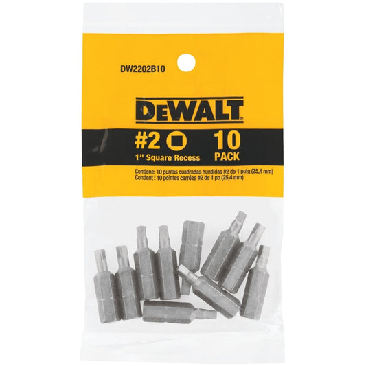 DeWalt Square Recess #2 X 1 in. L Screwdriver Bit Heat-Treated Steel 10 pc