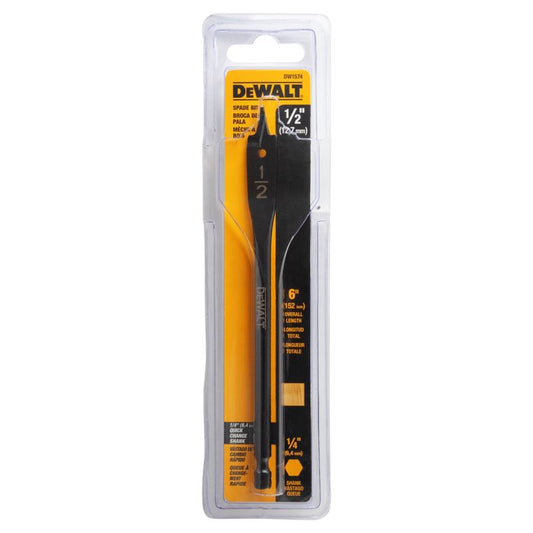 DeWalt 1/2 in. X 6 in. L Carbon Steel Spade Bit Hex Shank 1 pk