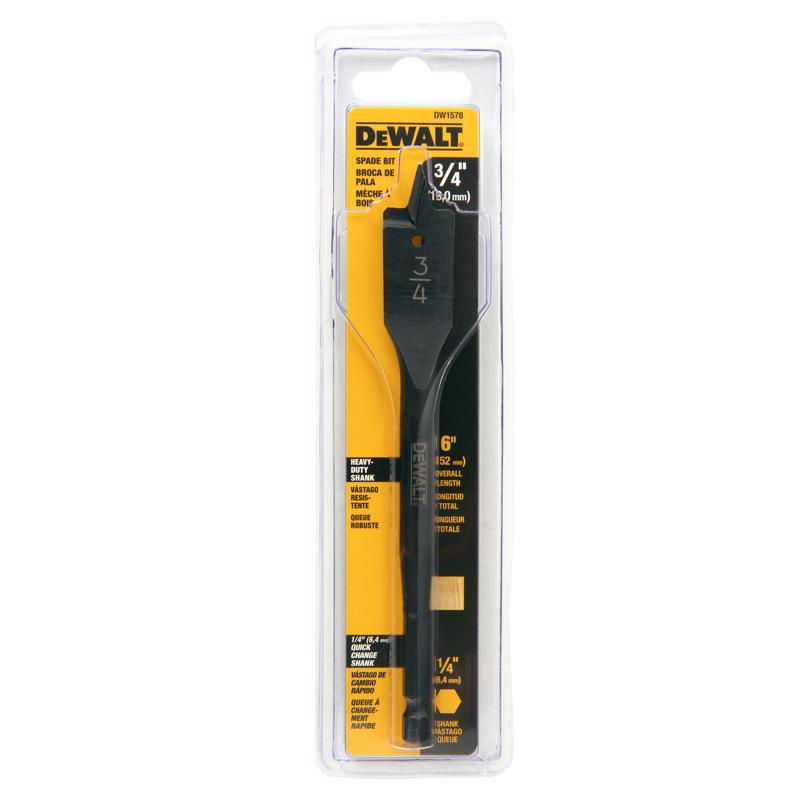 DeWalt 3/4 in. X 6 in. L Carbon Steel Spade Bit Ball Groove Shank 1 pk