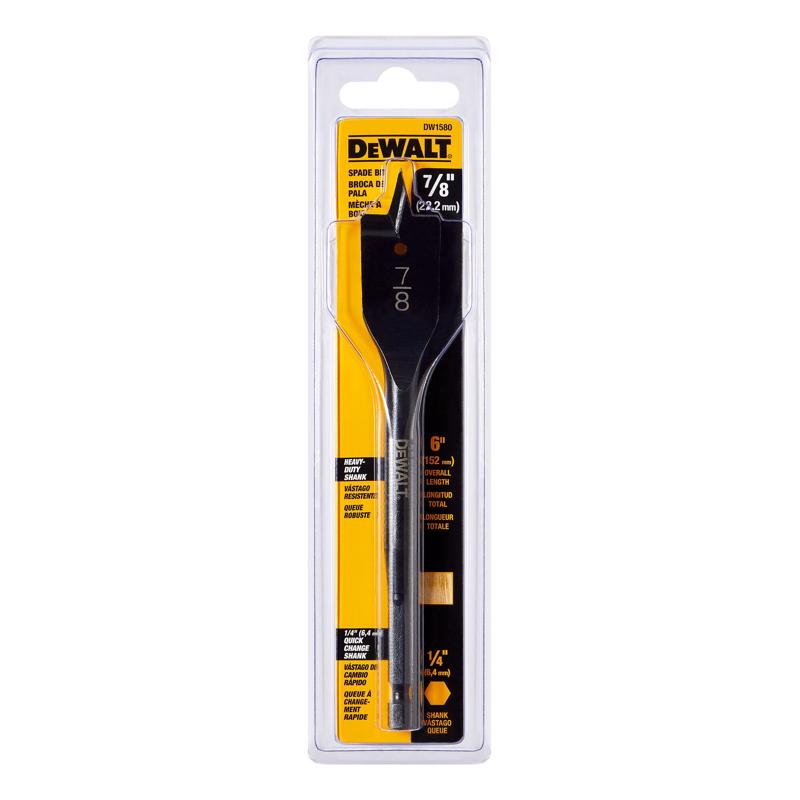 DeWalt 7/8 in. X 6 in. L Carbon Steel Spade Bit Hex Shank 1 pk