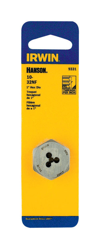 Irwin Hanson High Carbon Steel SAE Hexagon Die 10-32 1 pc
