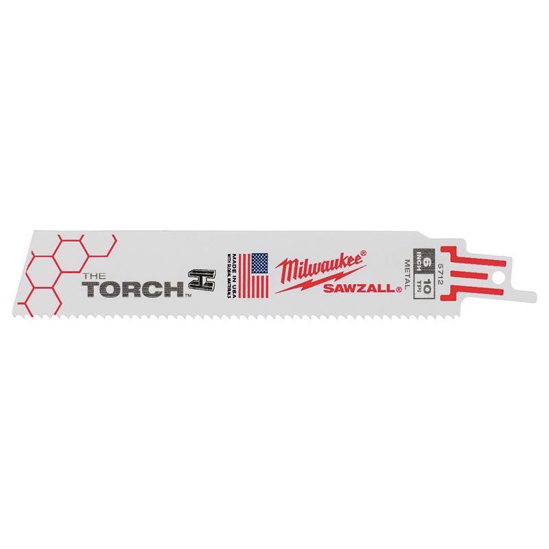 Milwaukee The Torch 6 in. Bi-Metal Reciprocating Saw Blade 10 TPI 5 pk