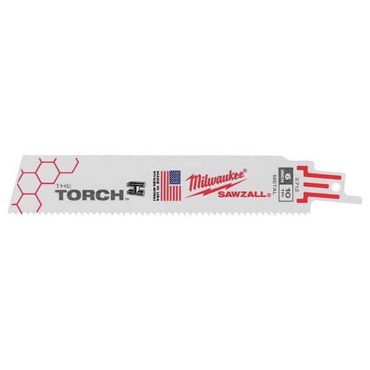 Milwaukee The Torch 6 in. Bi-Metal Reciprocating Saw Blade 10 TPI 5 pk