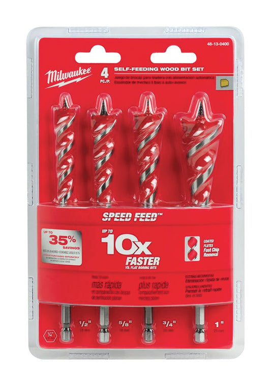 Milwaukee SPEED FEED 6-1/2 in. L Steel Wood Bit Set Quick-Change Hex Shank 4 pc