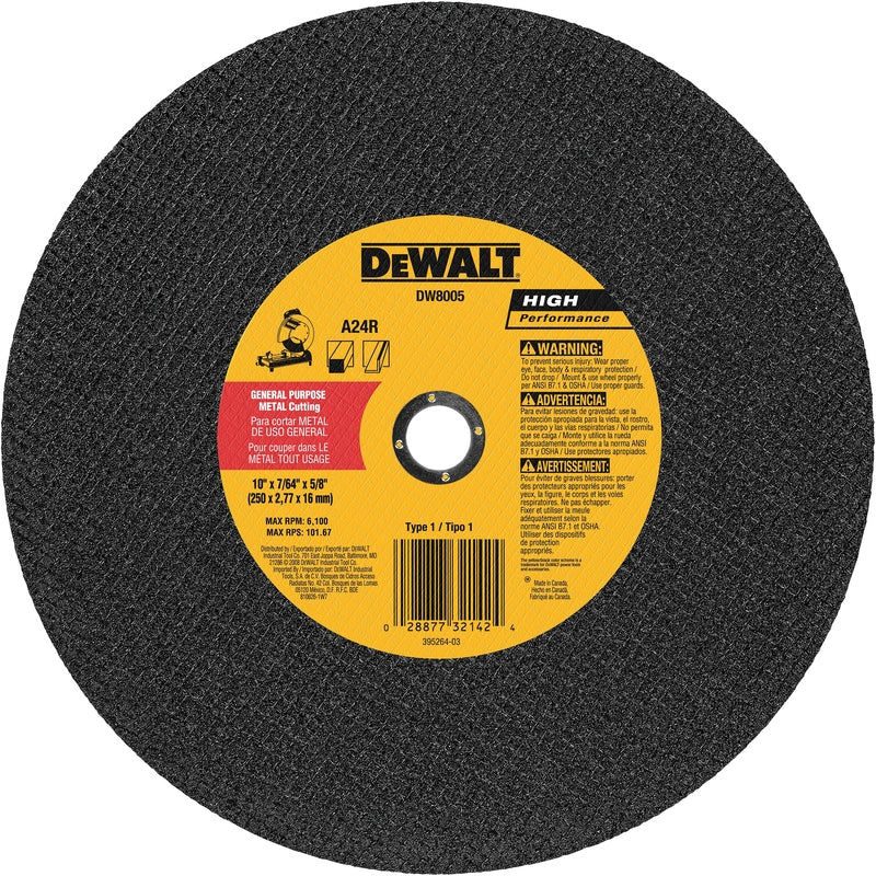 DeWalt 10 in. D X 5/8 in. Aluminum Oxide Chop Saw Wheel 1 pc