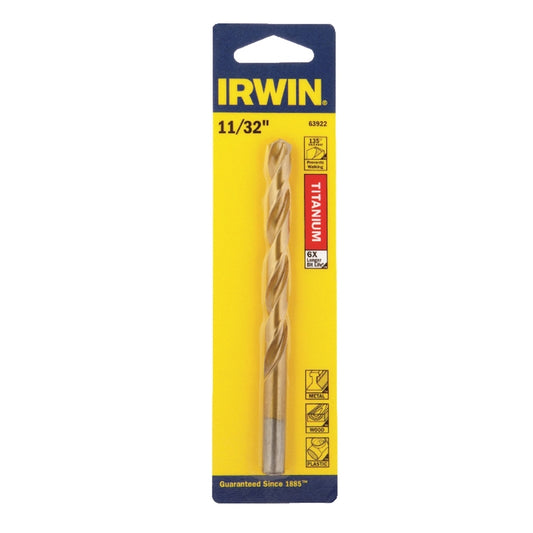 Irwin 11/32 in. X 4-3/4 in. L High Speed Steel Drill Bit Straight Shank 1 pc
