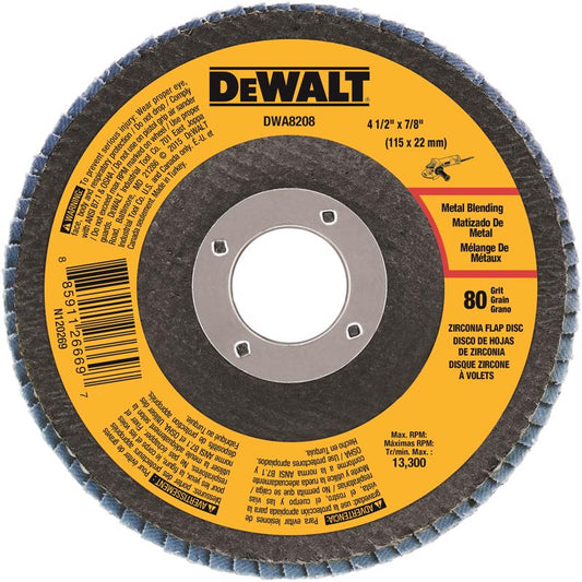 DeWalt 4-1/2 in. D X 7/8 in. Zirconia Type 29 Flap Disc 80 Grit 1 pc