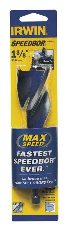 Irwin Speedbor 1-3/8 in. X 6 in. L Carbon Steel Wood Boring Bit Quick-Change Hex Shank 1 pc