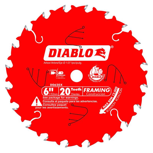 Diablo Tracking Point 6-1/2 in. D X 5/8 in. TiCo Hi-Density Carbide Framing Blade 24 teeth 1 pk