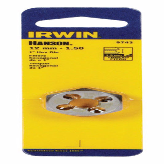Irwin Hanson High Carbon Steel Metric Hexagon Die 12 - 1.50 mm 1 pc