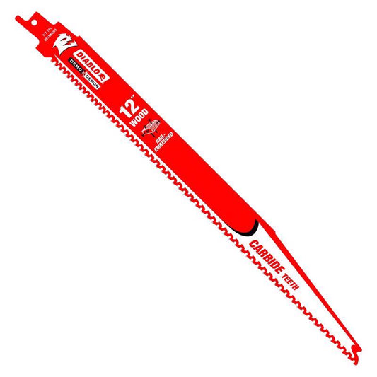 Diablo Demo Demon 12 in. Carbide Tipped Nail-Embedded Wood Reciprocating Saw Blade 5/7 TPI 1 pk