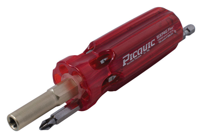 Picquic Sixpac Plus Multi-Bit Screwdriver 5.95 in. 7 pc