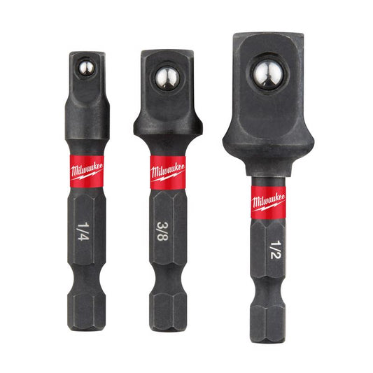 Milwaukee Shockwave Square 2 in. L Screwdriver Socket Adapter Steel 3 pc