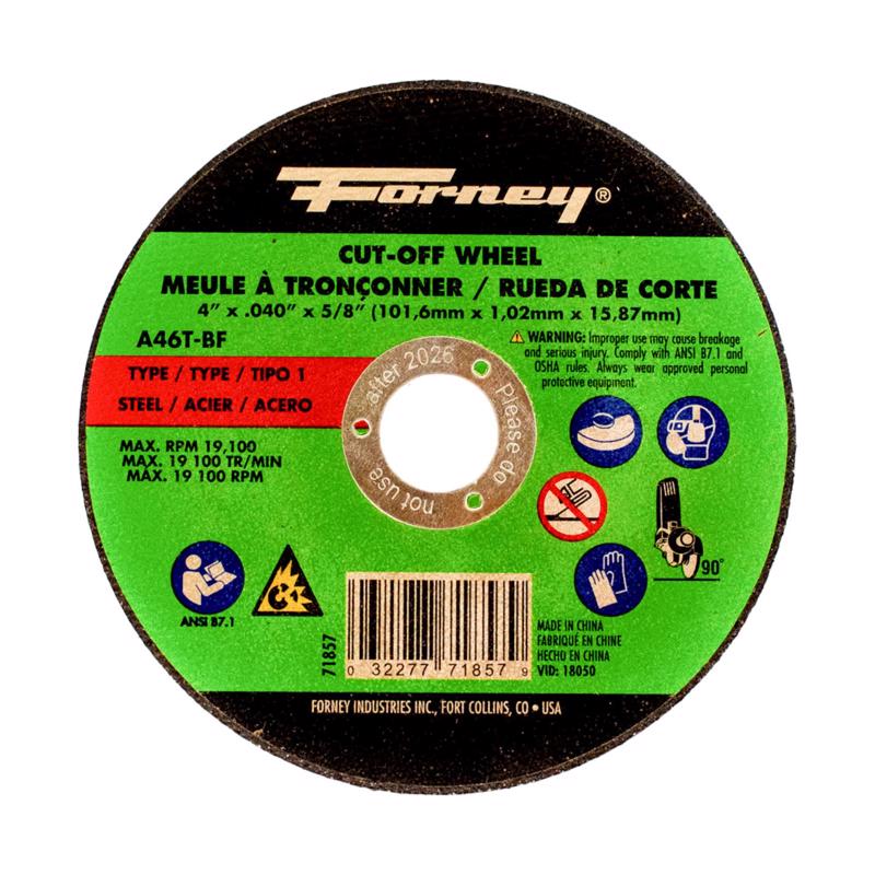 Forney 4 in. D X 5/8 in. Aluminum Oxide Metal Cut-Off Wheel 1 pc
