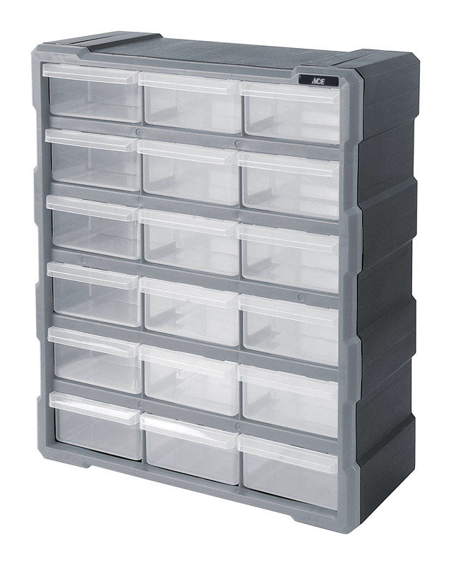 Ace 15 in. W X 19 in. H Storage Organizer Plastic 18 compartments Gray