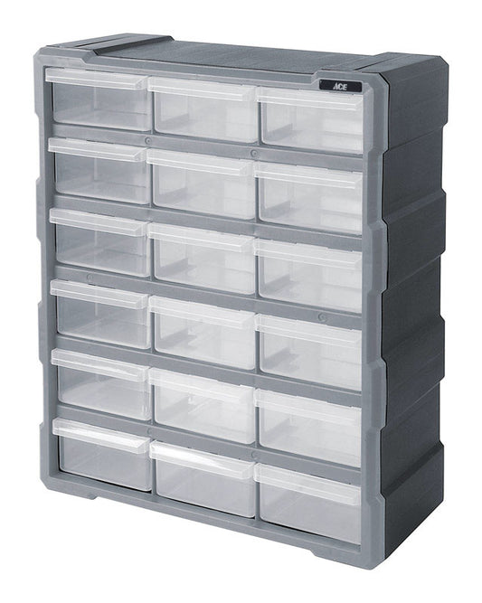 Ace 15 in. W X 19 in. H Storage Organizer Plastic 18 compartments Gray