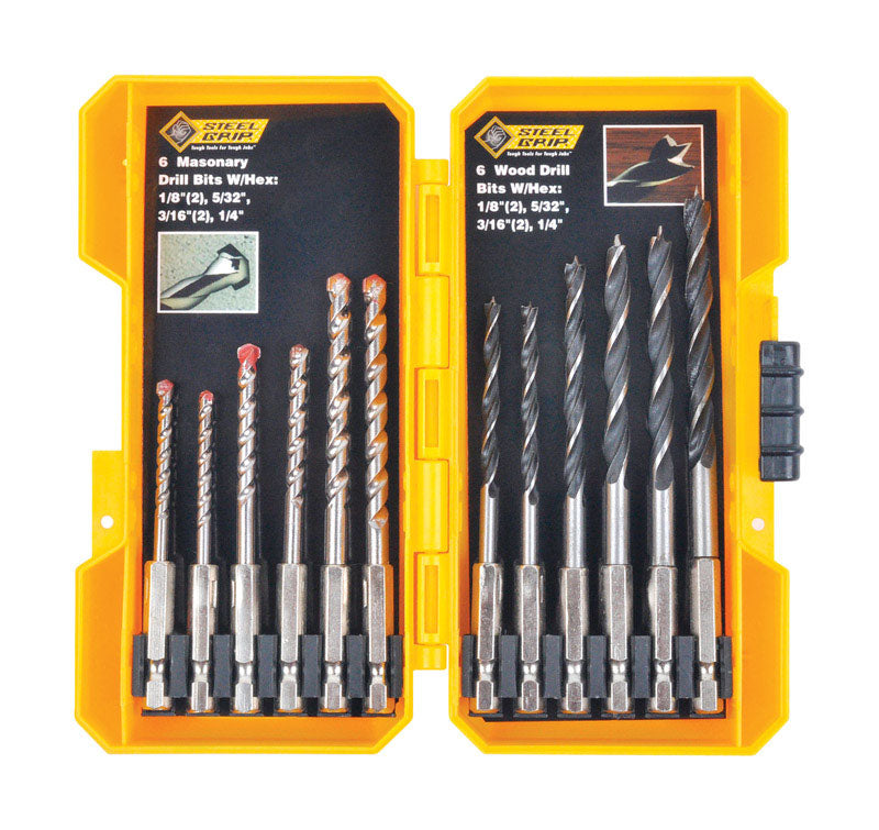 Steel Grip Carbon Steel Drill Bit Set 12 pc