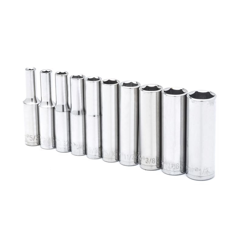 Crescent 1/4 in. X 1/4 in. drive SAE 6 Point Deep Well Socket Set 10 pc