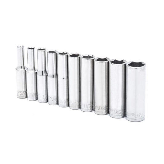 Crescent 1/4 in. X 1/4 in. drive SAE 6 Point Deep Well Socket Set 10 pc