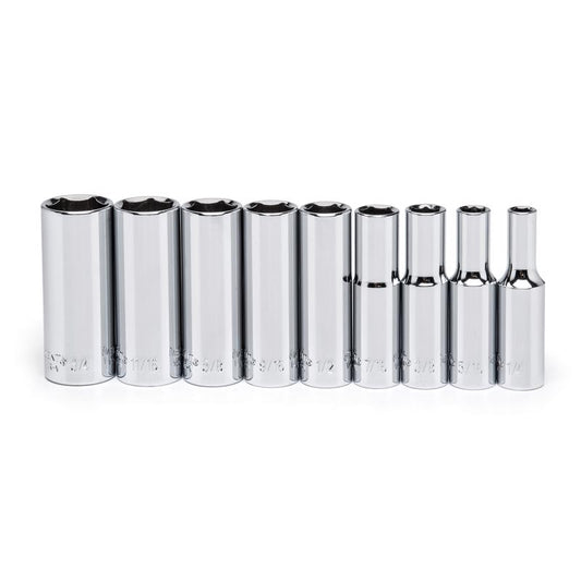 Crescent 3/8 in. X 3/8 in. drive SAE 6 Point Deep Well Socket Set 9 pc