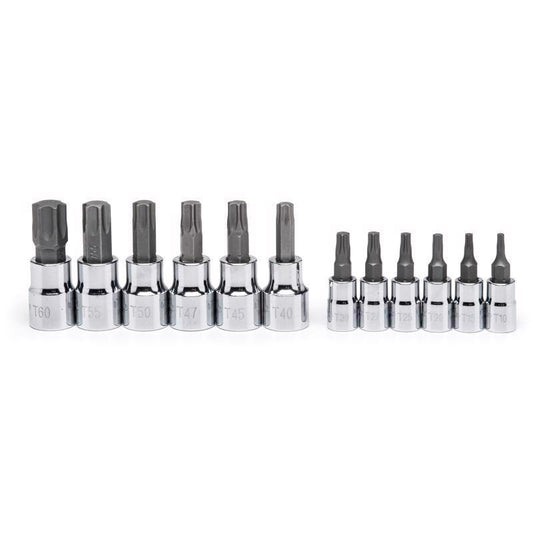 Crescent 1/4 in. X 1/4 and 3/8 in. drive SAE 6 Point Torx Bit Socket Set 12 pc