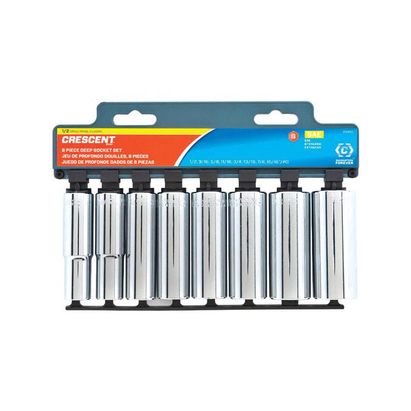 Crescent 1/2 in. X 1/2 in. drive SAE 6 Point Deep Well Socket Set 8 pc