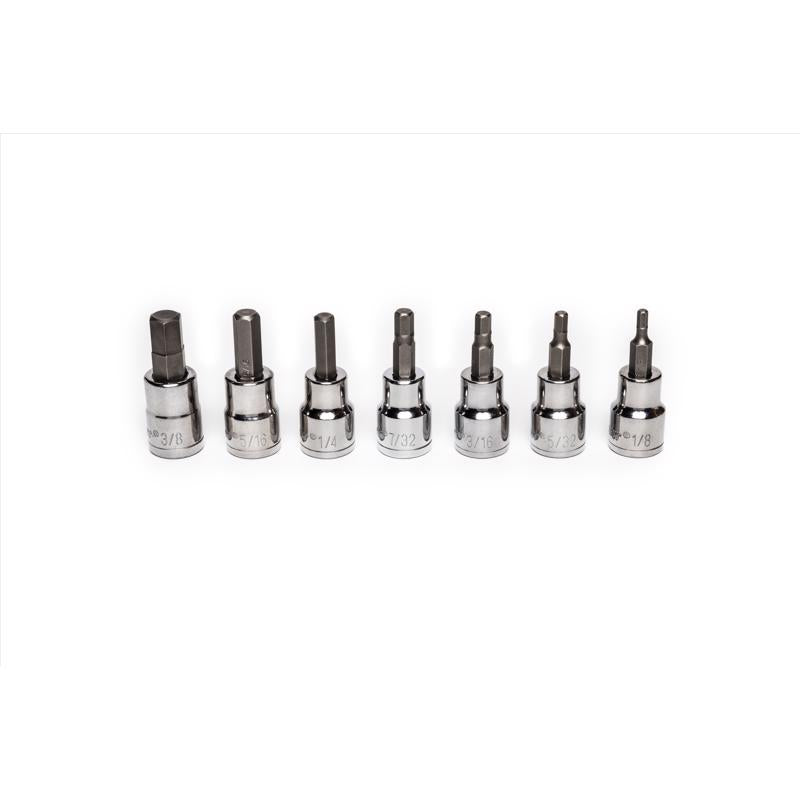 Crescent 3/8 in. X 3/8 in. drive SAE 6 Point Hex Bit Socket Set 7 pc