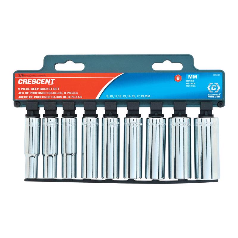 Crescent 3/8 in. X 3/8 in. drive Metric 6 Point Deep Deep Well Socket Set 9 pc