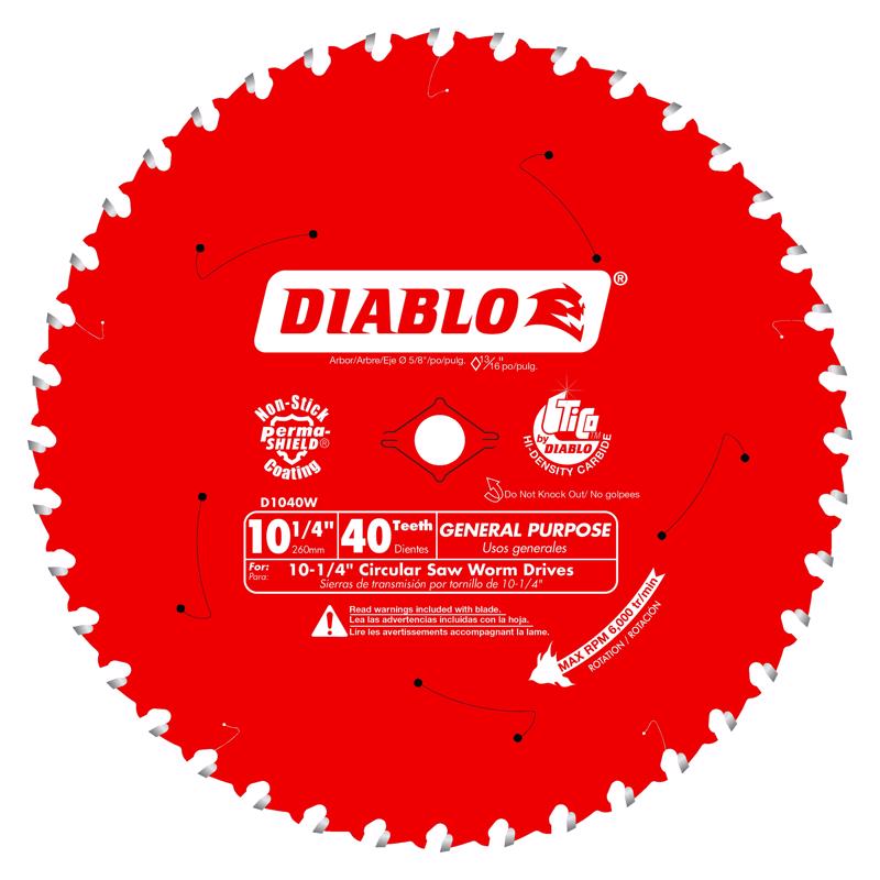 Diablo 10-1/4 in. D X 5/8 in. TiCo Hi-Density Carbide Circular Saw Blade 40 teeth 1 pk