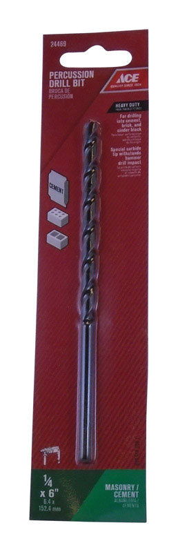 Ace 1/4 in. X 6 in. L Steel Percussion Drill Bit Straight Shank 1 pc