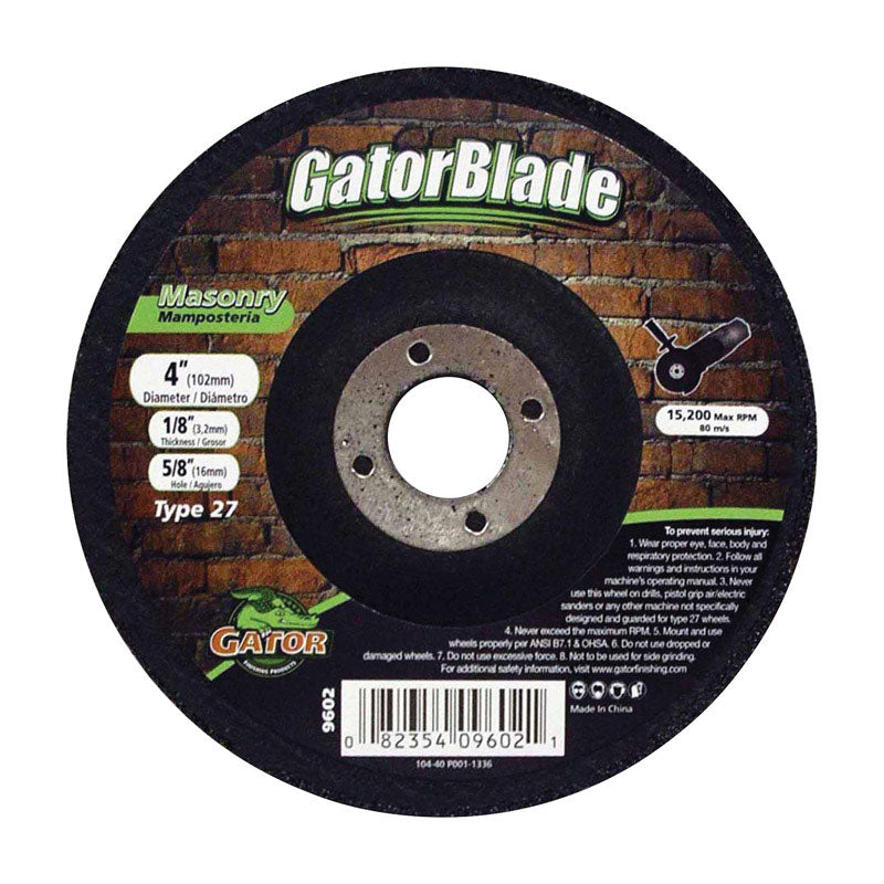 Gator 4 in. D X 5/8 in. Masonry Grinding Wheel