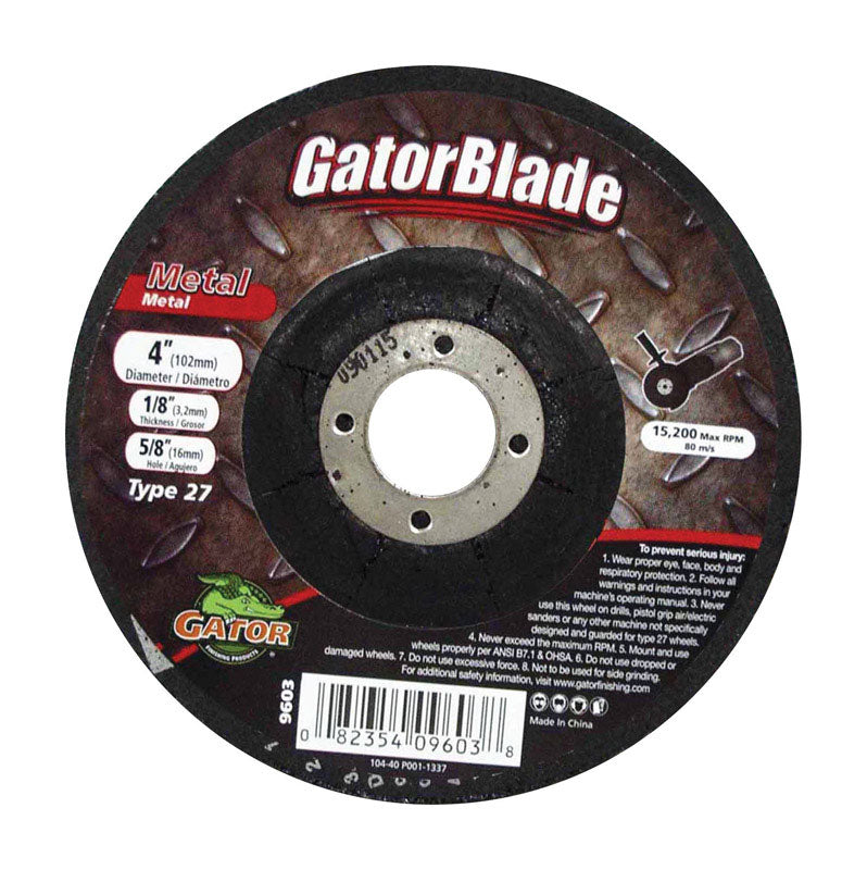 Gator 4 in. D X 5/8 in. Metal Grinding Wheel