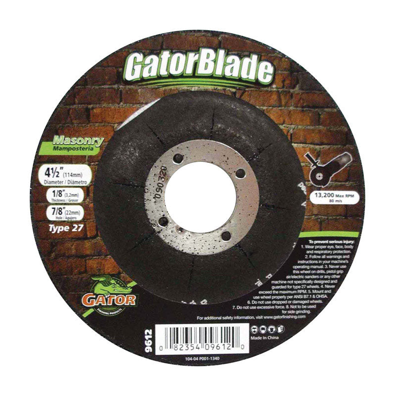 Gator 4-1/2 in. D X 5/8-11 in. Masonry Grinding Wheel