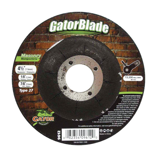 Gator 4-1/2 in. D X 5/8-11 in. Masonry Grinding Wheel