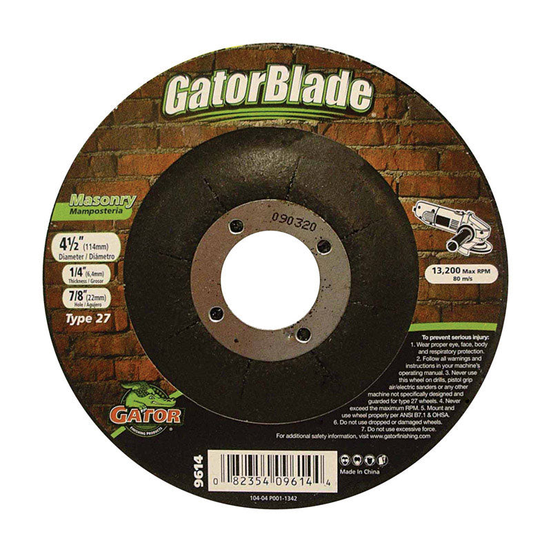 Gator 4-1/2 in. D X 7/8 in. Masonry Grinding Wheel