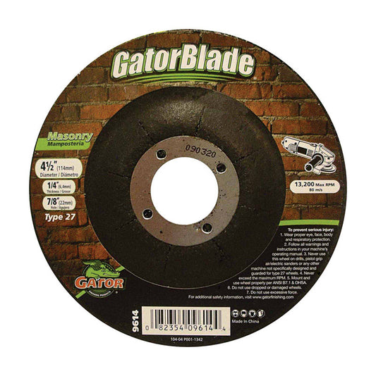 Gator 4-1/2 in. D X 7/8 in. Masonry Grinding Wheel