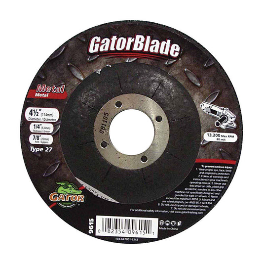 Gator 4-1/2 in. D X 7/8 in. Metal Grinding Wheel