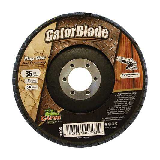 Gator 4 in. D X 5/8 in. Aluminum Oxide Flap Disc 36 Grit 1 pk