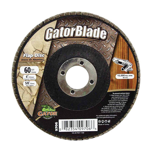 Gator 4 in. D X 5/8 in. Aluminum Oxide Flap Disc 60 Grit 1 pk