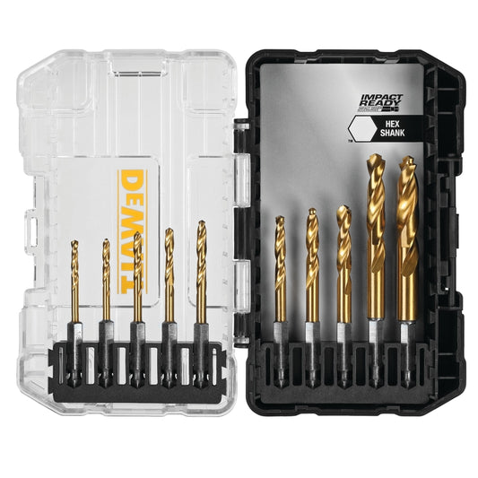 DeWalt Titanium Impact Ready Drill Bit Set Quick-Change Hex Shank 10 pc