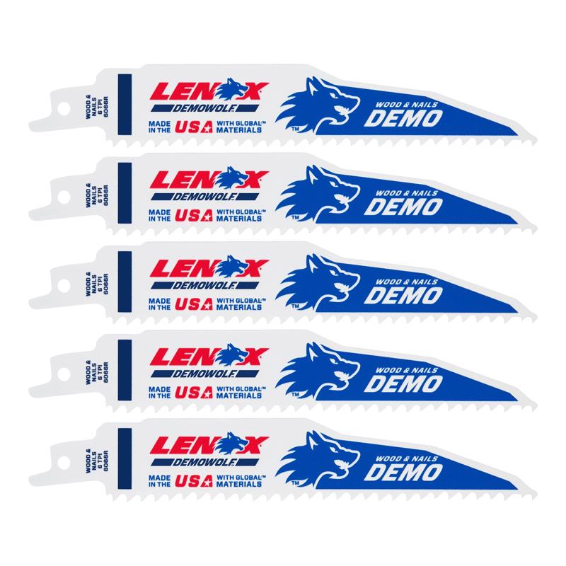 Lenox DEMOWOLF 6 in. Bi-Metal Reciprocating Saw Blade 6 TPI 5 pk