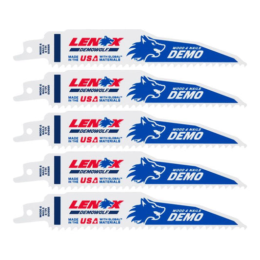 Lenox DEMOWOLF 6 in. Bi-Metal Reciprocating Saw Blade 6 TPI 5 pk