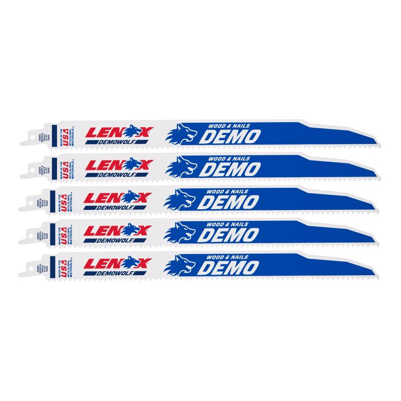 Lenox DEMOWOLF 12 in. Bi-Metal Reciprocating Saw Blade 6 TPI 5 pk