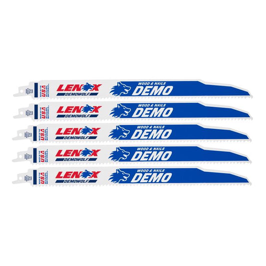 Lenox DEMOWOLF 12 in. Bi-Metal Reciprocating Saw Blade 6 TPI 5 pk