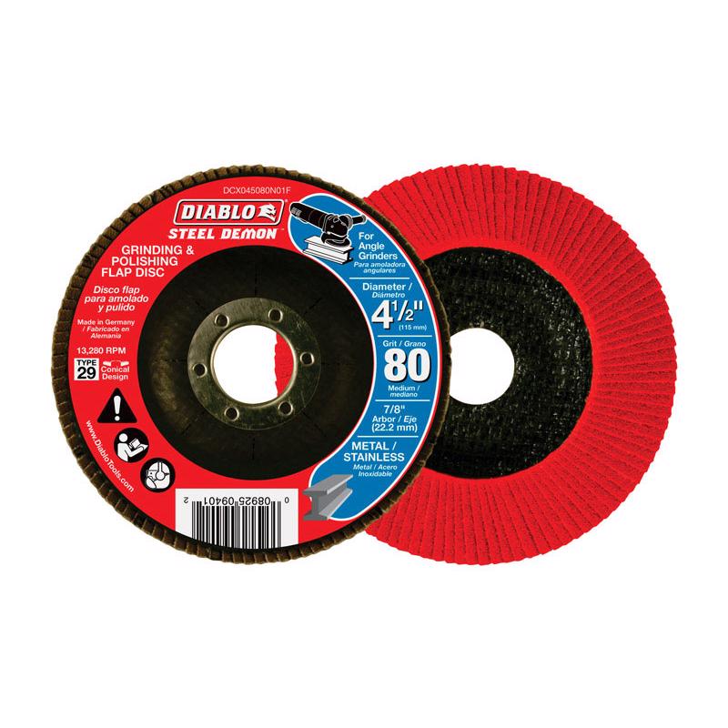 Diablo Steel Demon 4-1/2 in. D X 7/8 in. Zirconia Flap Disc 80 Grit 1 pk
