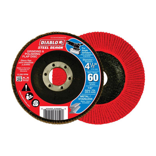 Diablo Steel Demon 4-1/2 in. D X 7/8 in. Zirconia Flap Disc 60 Grit 1 pk